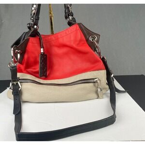 ORYANY Pebbled Leather Hobo Shoulder Crossbody‎ Bag Color Block Braided Handles